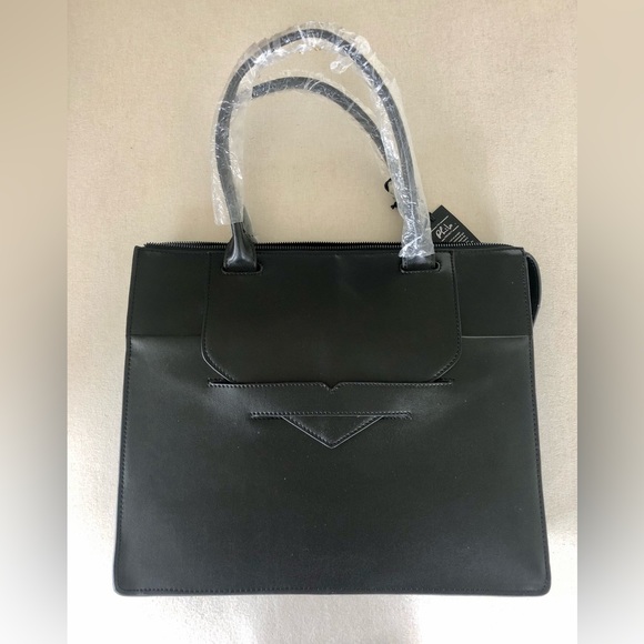Philo black leather briefcase work bag - Picture 1 of 14